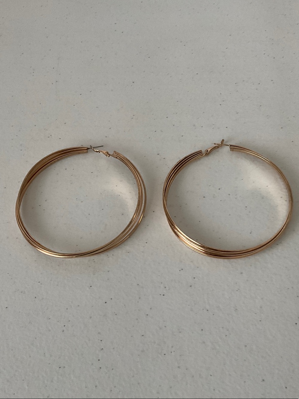 Gold Tone Multi-Strand Hoop Earrings